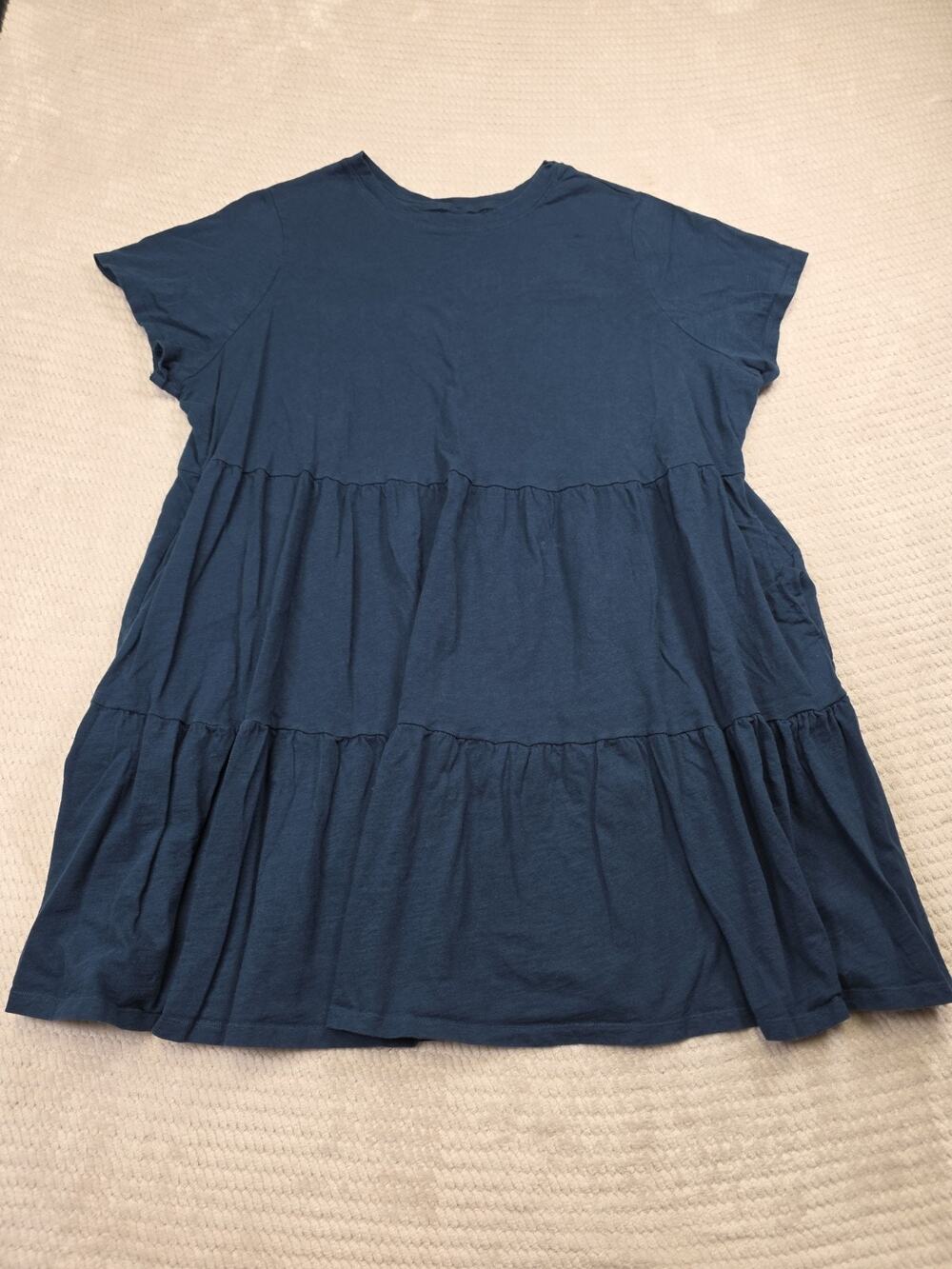 Old Navy Dress Womens 3X Blue Tiered Shirt Dress